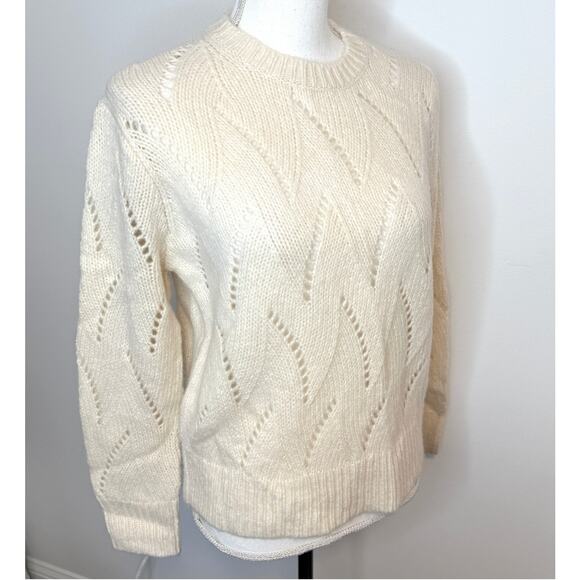 Everlane The Pointelle Merino Wool Alpaca Sweater In Cloud In Bone Size XS New - Picture 7 of 13